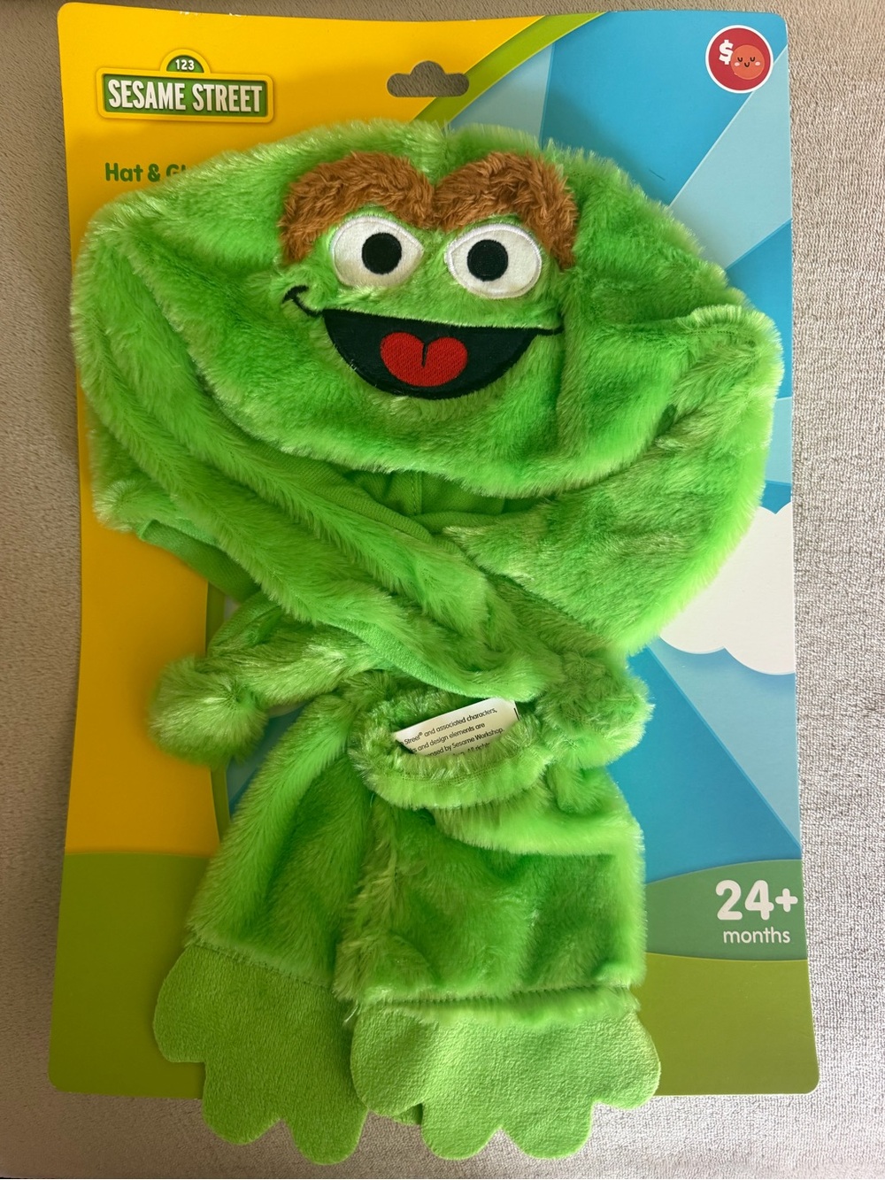 Sesame Street Oscar the Grouch Plush Green Hat & Glove Set